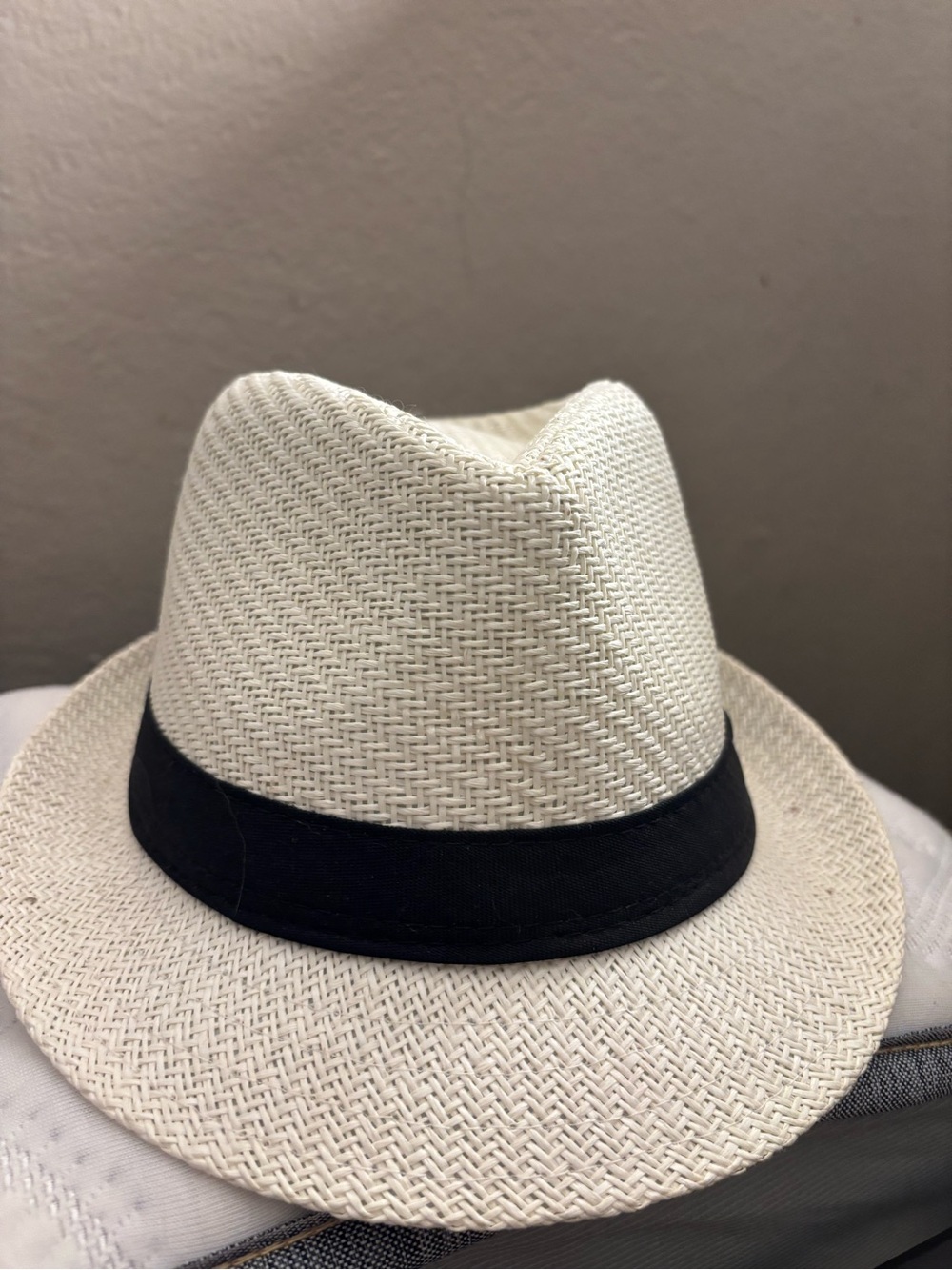 Classic White Straw Fedora with Black Band - Men’s Accessory